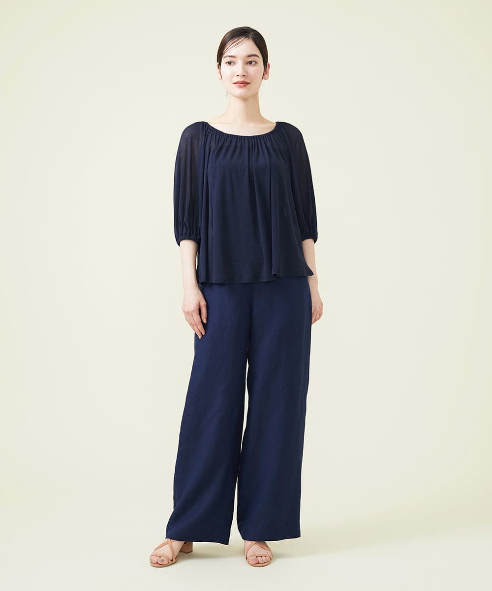 GHKGU12270 Sybilla(シビラ) 水撚りフライスギャザーカットソー ネイビー