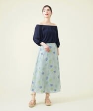 GHKGU12270 Sybilla(シビラ) 水撚りフライスギャザーカットソー ネイビー