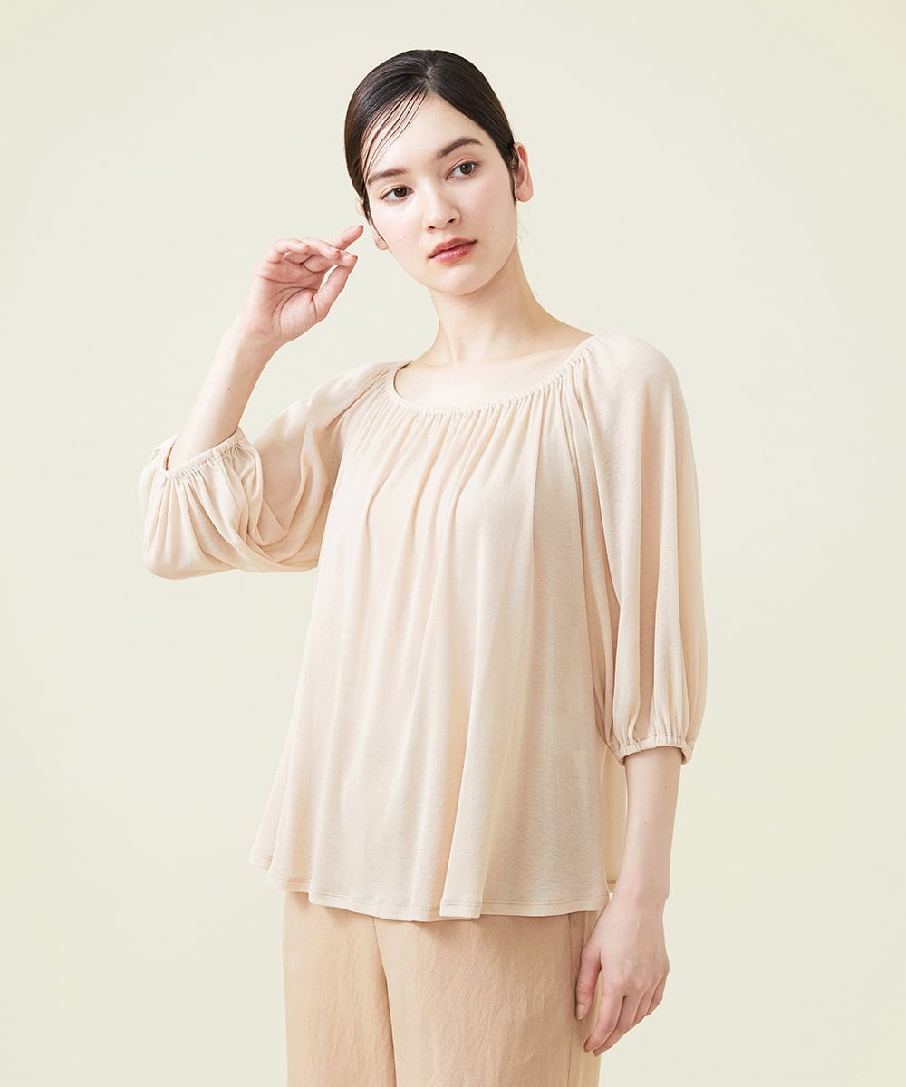 GHKGU12270 Sybilla(シビラ) 水撚りフライスギャザーカットソー ベージュ