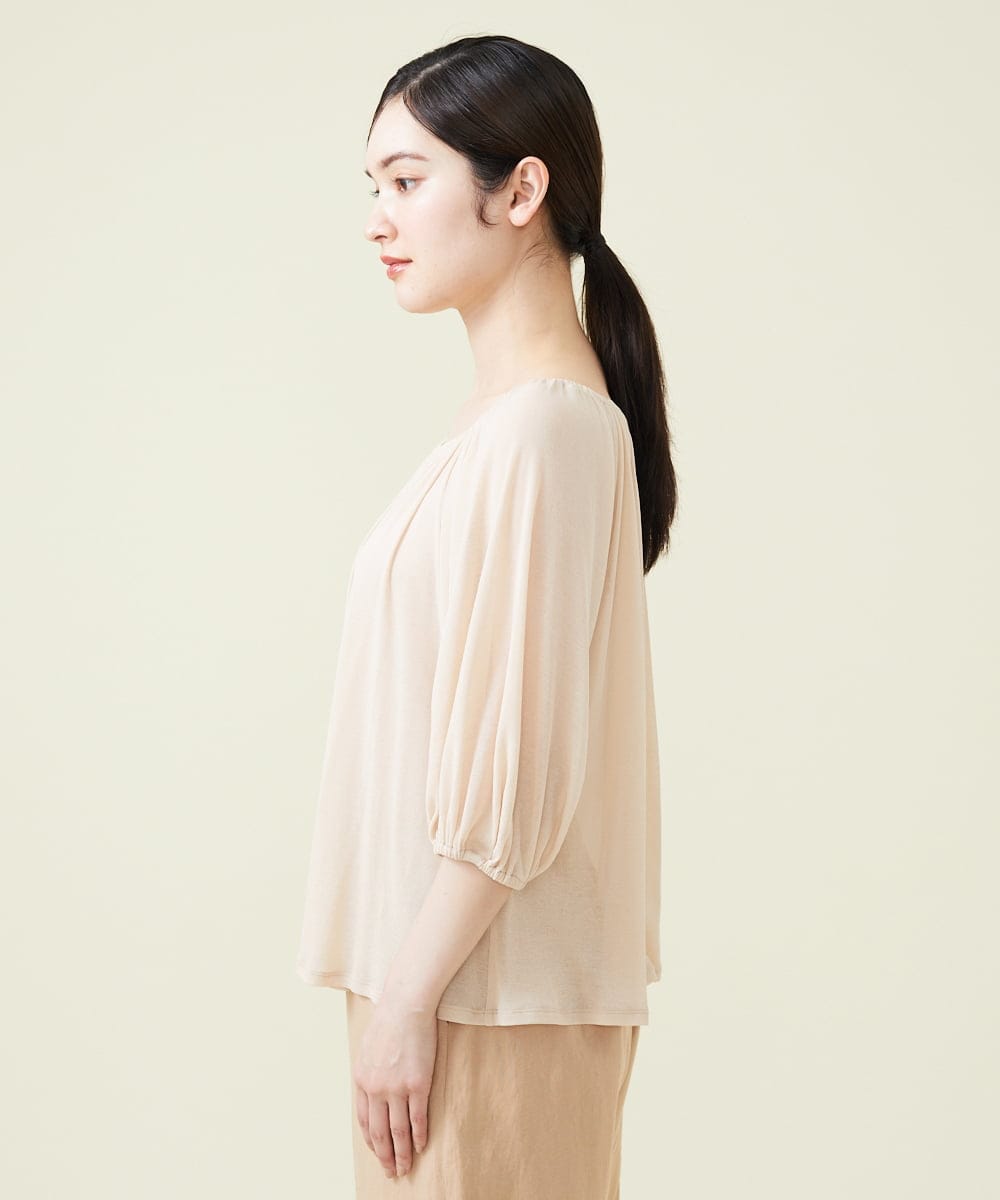 GHKGU12270 Sybilla(シビラ) 水撚りフライスギャザーカットソー ベージュ
