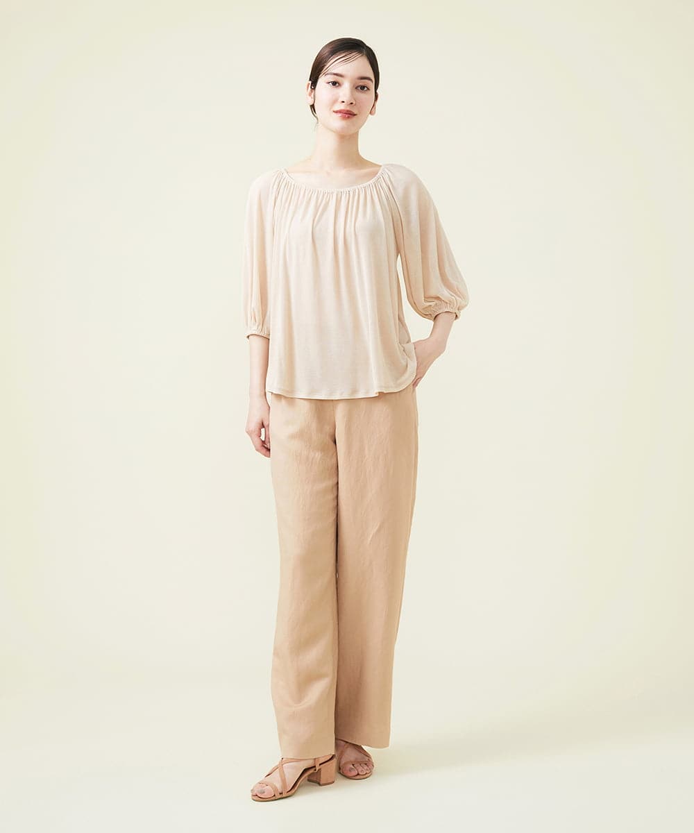 GHKGU12270 Sybilla(シビラ) 水撚りフライスギャザーカットソー ベージュ