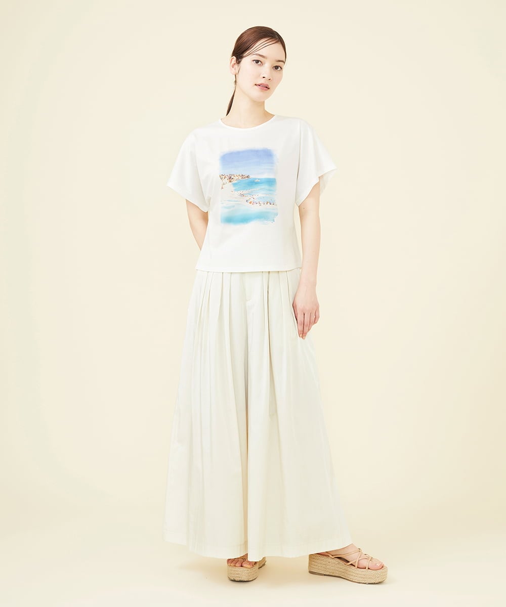 GHLGX02330 Sybilla(シビラ) 【PLAYA】タックサテンワイドパンツ アイボリー