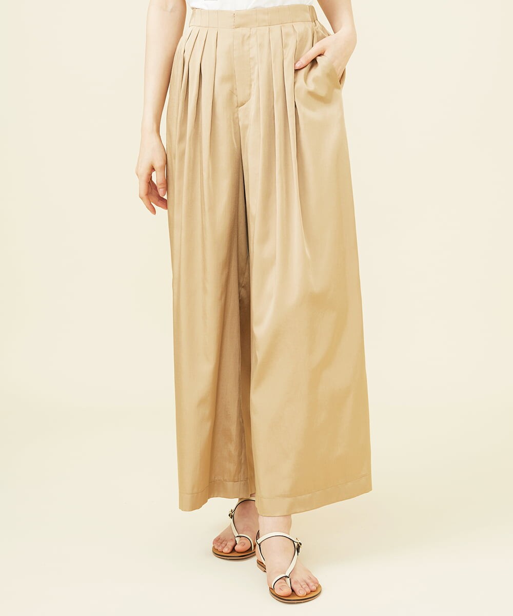 PLAYA】タックサテンワイドパンツ(ガウチョ・ワイドパンツ) | Sybilla  