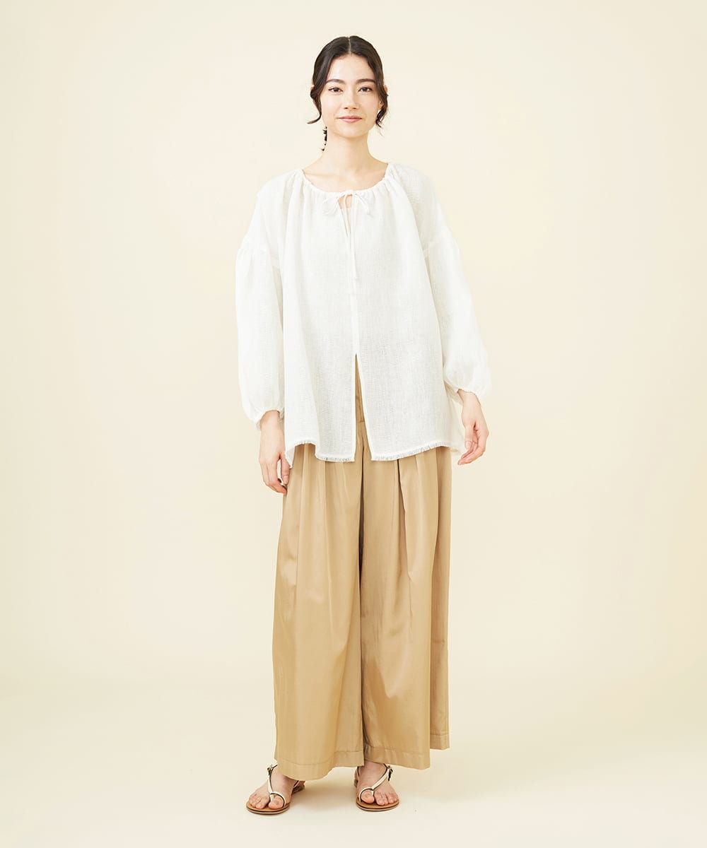 GHLGX02330 Sybilla(シビラ) 【PLAYA】タックサテンワイドパンツ ベージュ