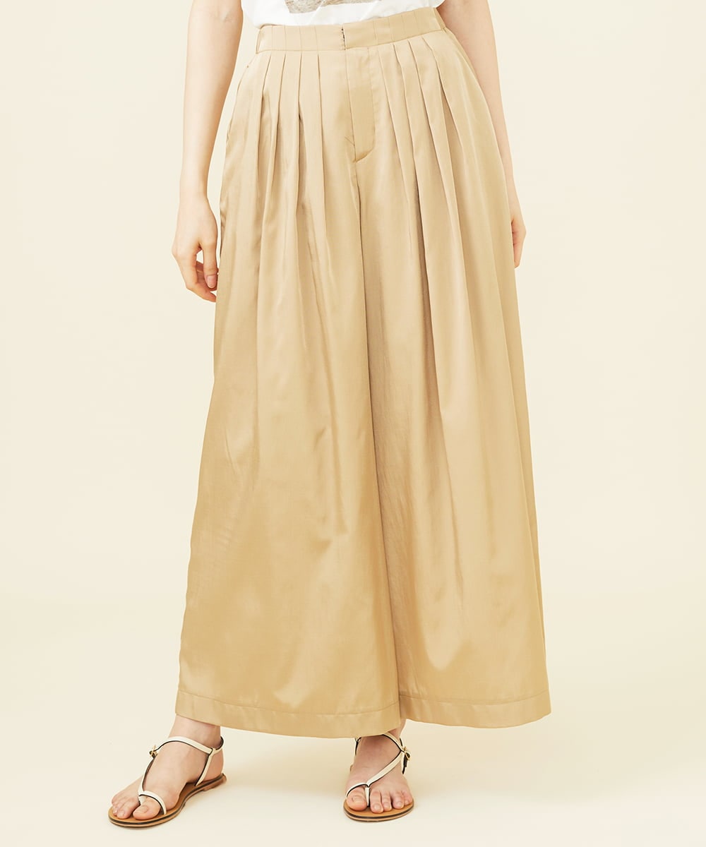 GHLGX02330 Sybilla(シビラ) 【PLAYA】タックサテンワイドパンツ ベージュ