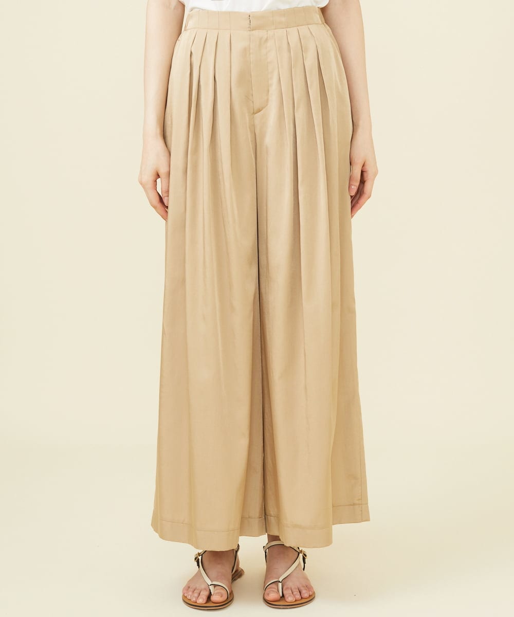 GHLGX02330 Sybilla(シビラ) 【PLAYA】タックサテンワイドパンツ ベージュ