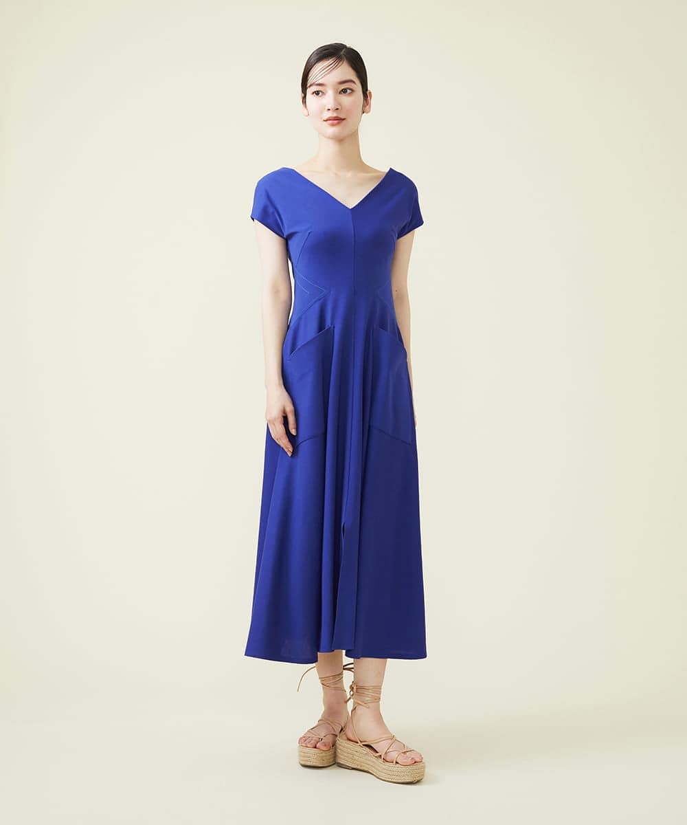 GHPGT81560 Sybilla(シビラ) 【SYBILLA DRESS】ウエストステッチジャージードレス ブルー