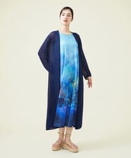 GHSGT01330 Sybilla(シビラ) コットンリネンロングカーディガン ネイビー