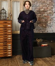 GJBAD02220 Jocomomola(ホコモモラ) Arriate セーラーカラーコーデュロイブラウス グレー×イエロー