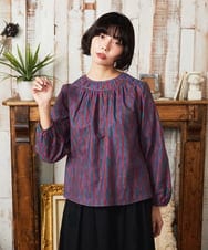 GJBAE37180 Jocomomola(ホコモモラ) Calle del los Libreros ストライプブラウス パープル