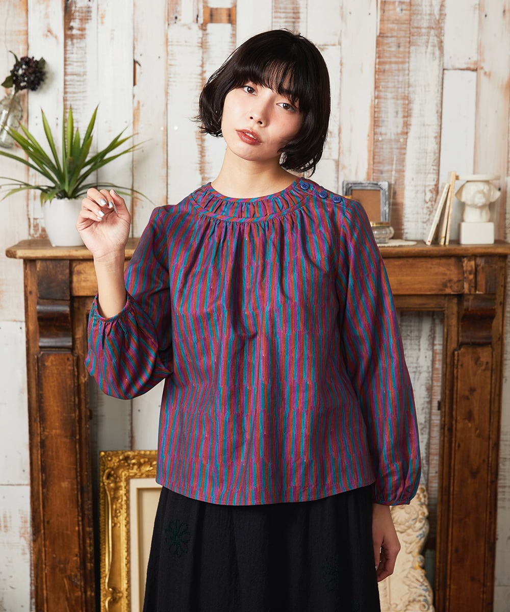 GJBAE37180 Jocomomola Calle del los Libreros ストライプブラウス