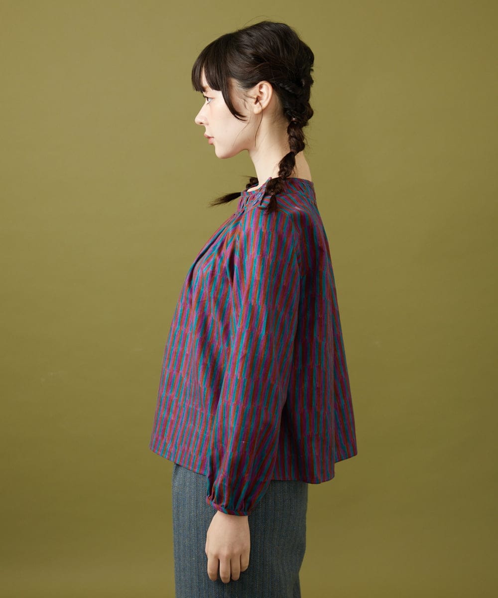 GJBAE37180 Jocomomola(ホコモモラ) 【早割10%OFF】Calle del los Libreros ストライプブラウス パープル