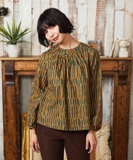 GJBAE37180 Jocomomola(ホコモモラ) Calle del los Libreros ストライプブラウス イエロー