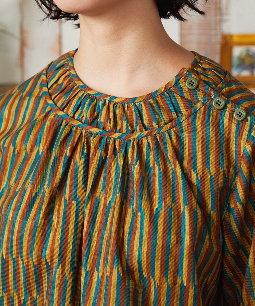 GJBAE37180 Jocomomola(ホコモモラ) Calle del los Libreros ストライプブラウス イエロー