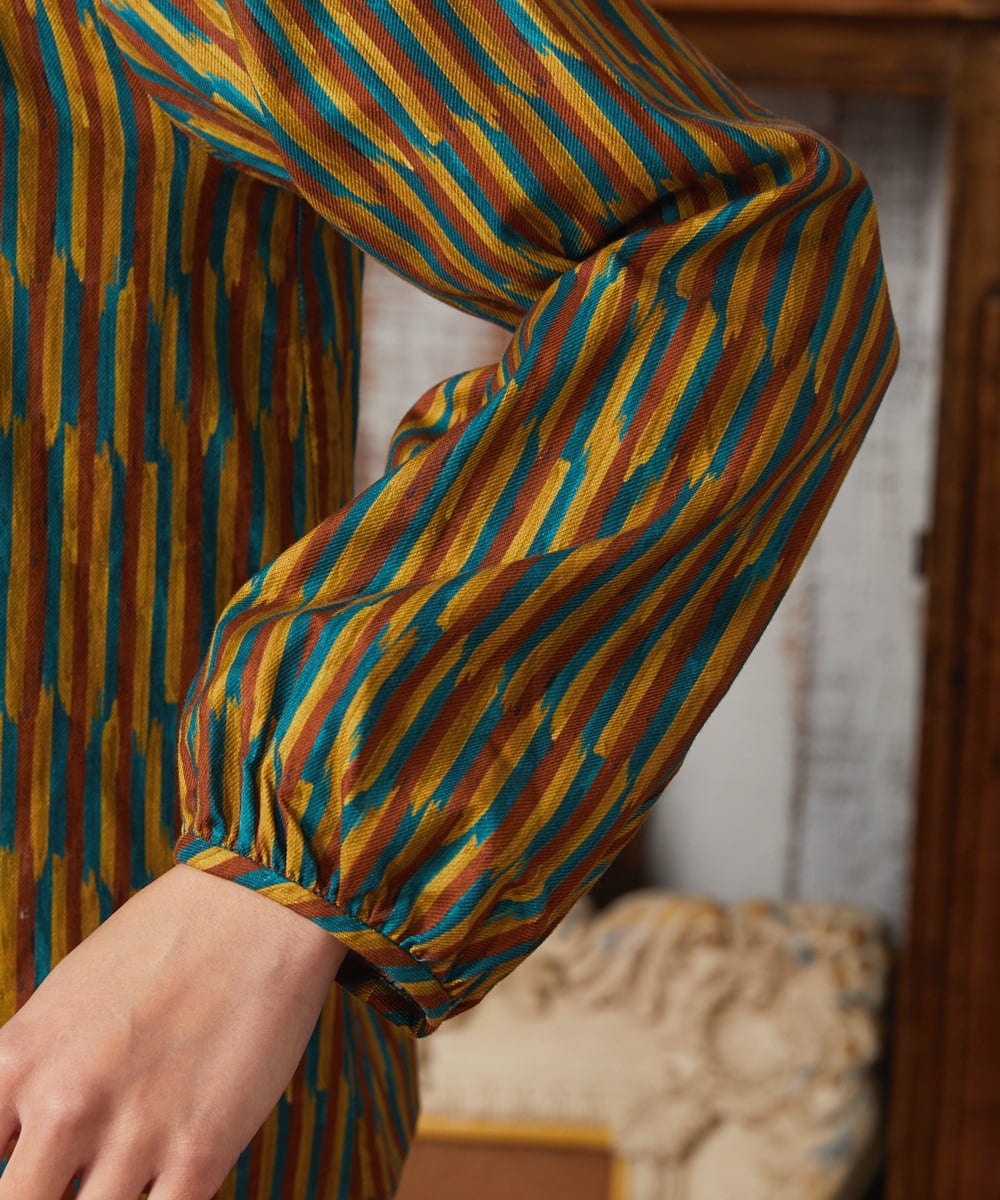 GJBAE37180 Jocomomola(ホコモモラ) Calle del los Libreros ストライプブラウス イエロー