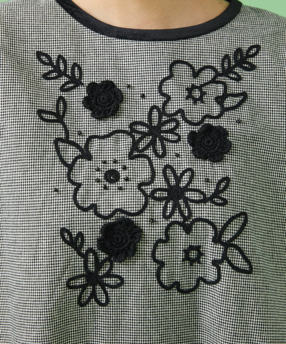 GJBAV71200 Jocomomola(ホコモモラ) Rocky フラワー刺繍ブラウス ブラック