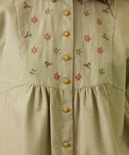 千鳥チェック フラワー刺繍ブラウス(ブラウス・シャツ