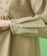千鳥チェック フラワー刺繍ブラウス(ブラウス・シャツ