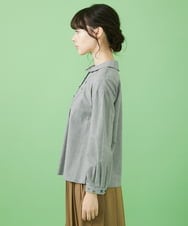 GJBCA33200 Jocomomola(ホコモモラ) 千鳥チェック フラワー刺繍ブラウス ブラック×ホワイト
