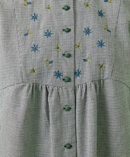 GJBCA33200 Jocomomola(ホコモモラ) 千鳥チェック フラワー刺繍ブラウス ブラック×ホワイト