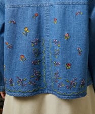 GJBCD01250 Jocomomola(ホコモモラ) El galgo フラワー刺繍デニムシャツ ブルー