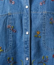 GJBCD01250 Jocomomola(ホコモモラ) El galgo フラワー刺繍デニムシャツ ブルー