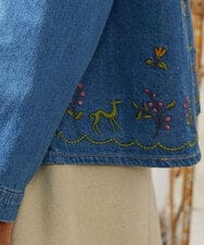 GJBCD01250 Jocomomola(ホコモモラ) El galgo フラワー刺繍デニムシャツ ブルー