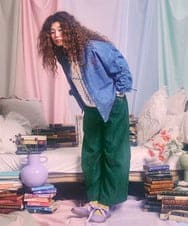 GJBCD01250 Jocomomola(ホコモモラ) El galgo フラワー刺繍デニムシャツ ブルー