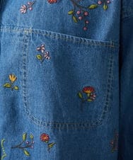 GJBCD01250 Jocomomola(ホコモモラ) El galgo フラワー刺繍デニムシャツ ブルー