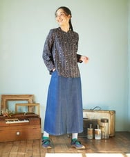 GJBCD30200 Jocomomola(ホコモモラ) Escala de floral プリントブラウス ネイビー