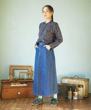 GJBCD30200 Jocomomola(ホコモモラ) Escala de floral プリントブラウス ネイビー