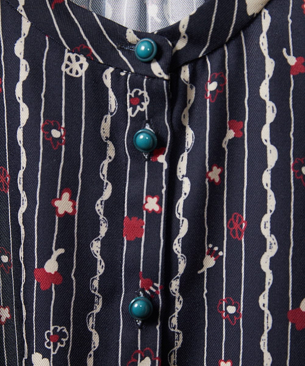 GJBCD30200 Jocomomola(ホコモモラ) Escala de floral プリントブラウス ネイビー