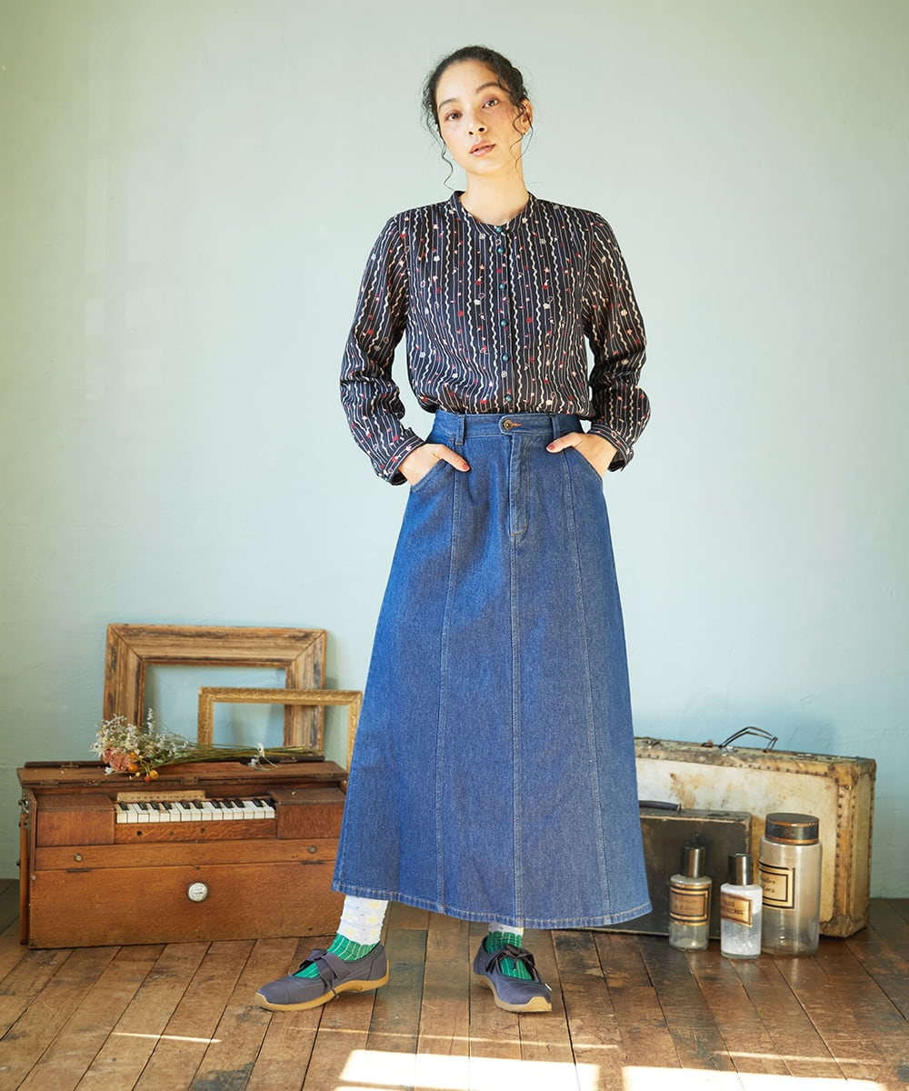 GJBCD30200 Jocomomola(ホコモモラ) Escala de floral プリントブラウス ネイビー