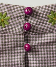 GJBCD33200 Jocomomola(ホコモモラ) 【2WAY】Flor pequena チェックフラワー刺繍ブラウス パープル