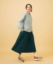 GJBCD33200 Jocomomola(ホコモモラ) 【2WAY】Flor pequena チェックフラワー刺繍ブラウス グリーン