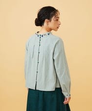 GJBCD33200 Jocomomola(ホコモモラ) 【早割10%OFF】2WAYチェックフラワー刺繍ブラウス グリーン