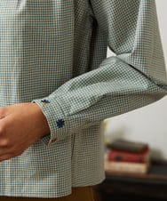 GJBCD33200 Jocomomola(ホコモモラ) 【2WAY】Flor pequena チェックフラワー刺繍ブラウス グリーン