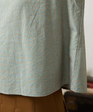 GJBCD33200 Jocomomola(ホコモモラ) 【2WAY】Flor pequena チェックフラワー刺繍ブラウス グリーン