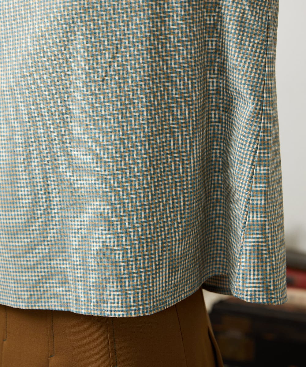 GJBCD33200 Jocomomola(ホコモモラ) 【2WAY】Flor pequena チェックフラワー刺繍ブラウス グリーン