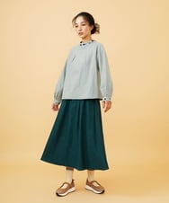 GJBCD33200 Jocomomola(ホコモモラ) 【早割10%OFF】2WAYチェックフラワー刺繍ブラウス グリーン