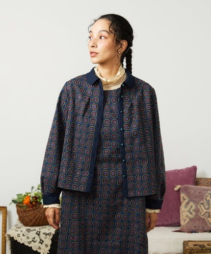 GJBCD50250 Jocomomola Escudos 幾何調総刺繍ブラウス