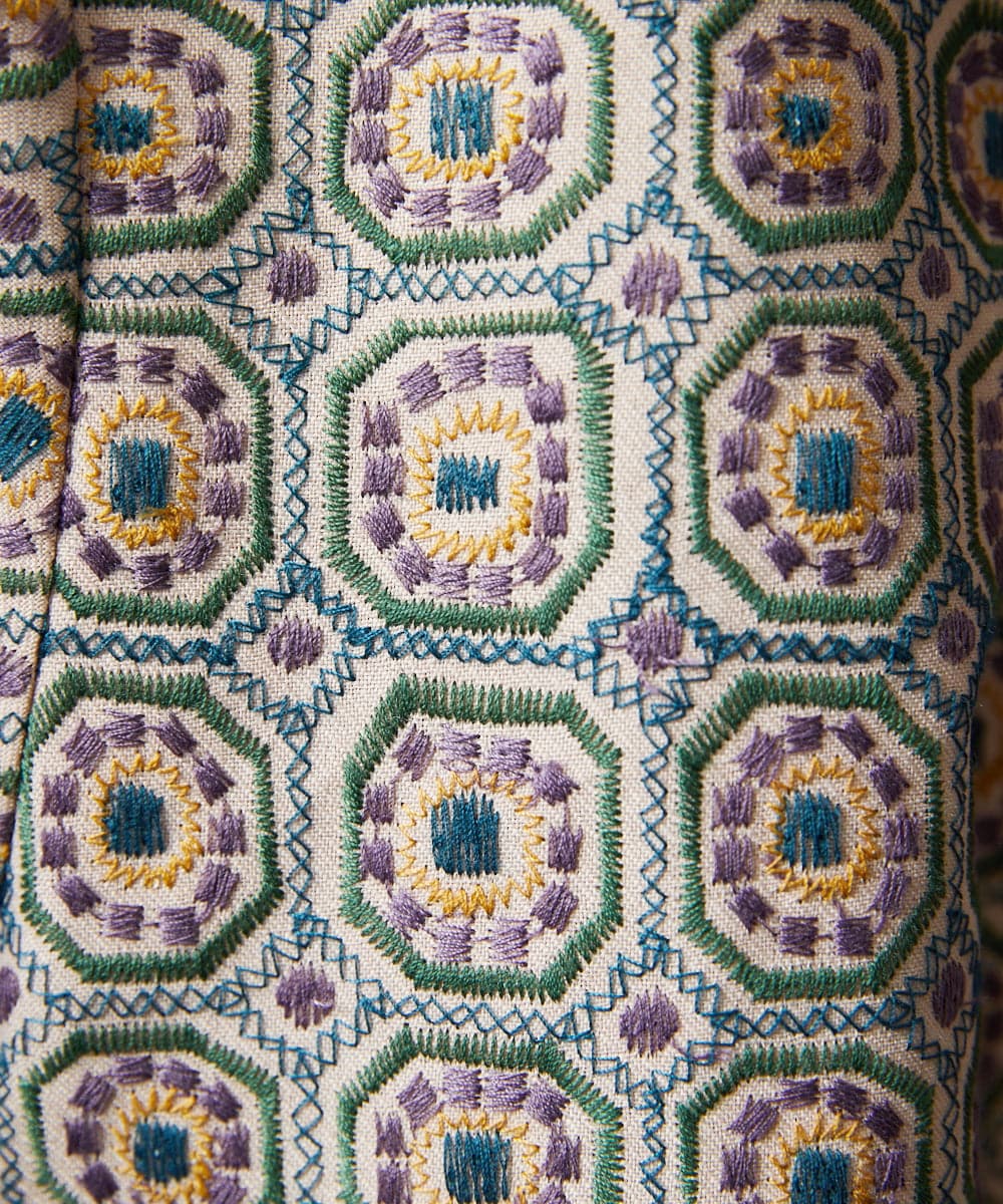 GJBCD50250 Jocomomola(ホコモモラ) Escudos 幾何調総刺繍ブラウス ベージュ