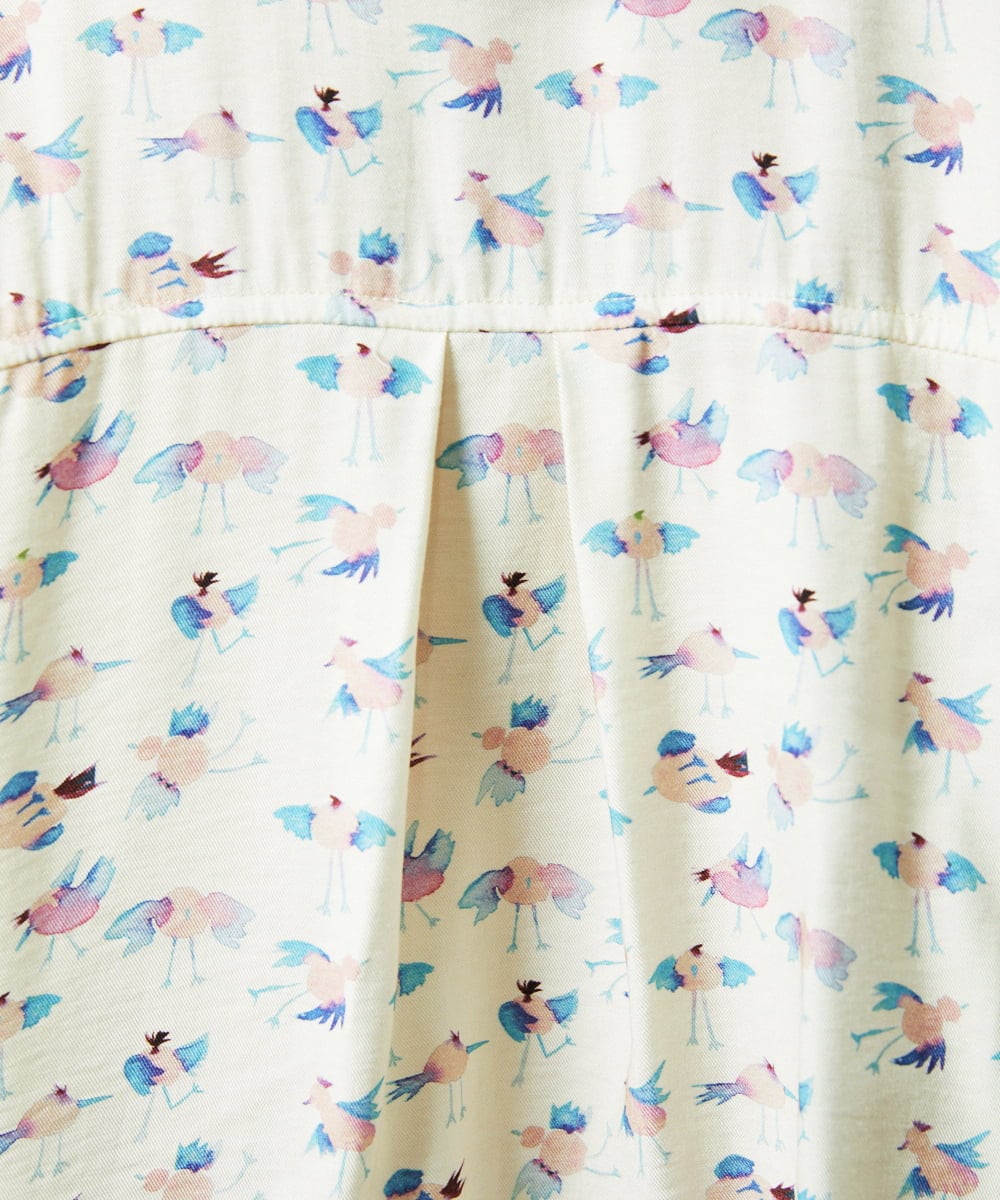 GJBDD01220 Jocomomola(ホコモモラ) Palminos ビックカラー鳥プリントロングブラウス アイボリー