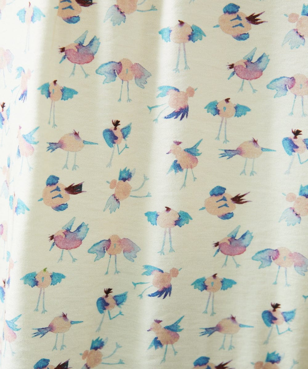 GJBDD01220 Jocomomola(ホコモモラ) Palminos ビックカラー鳥プリントロングブラウス アイボリー