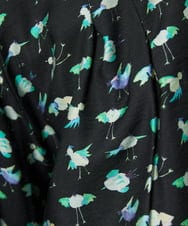 GJBDD01220 Jocomomola(ホコモモラ) Palminos ビックカラー鳥プリントロングブラウス ブラック