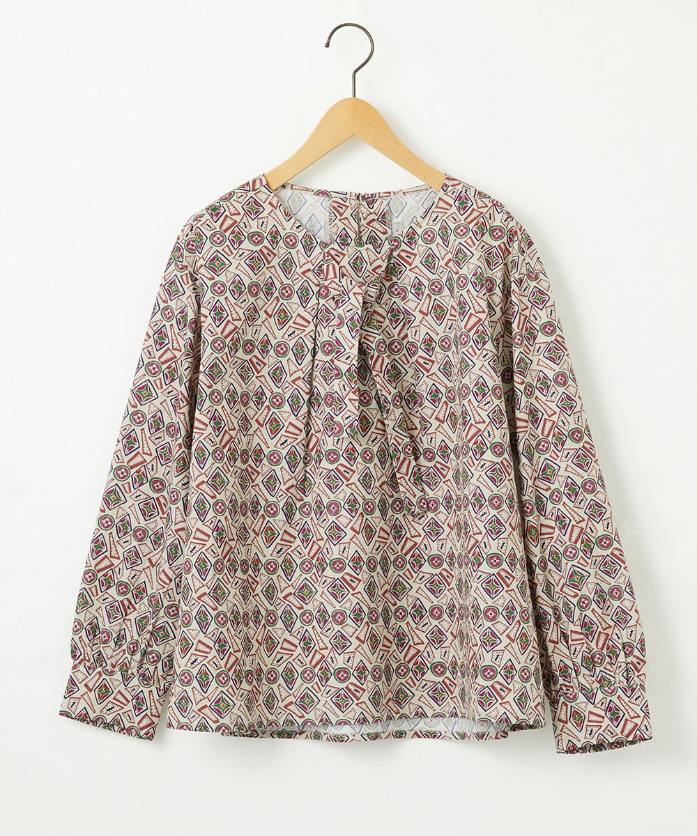 GJBDD32200 Jocomomola(ホコモモラ) Hidalgo 幾何調プリントブラウス アイボリー