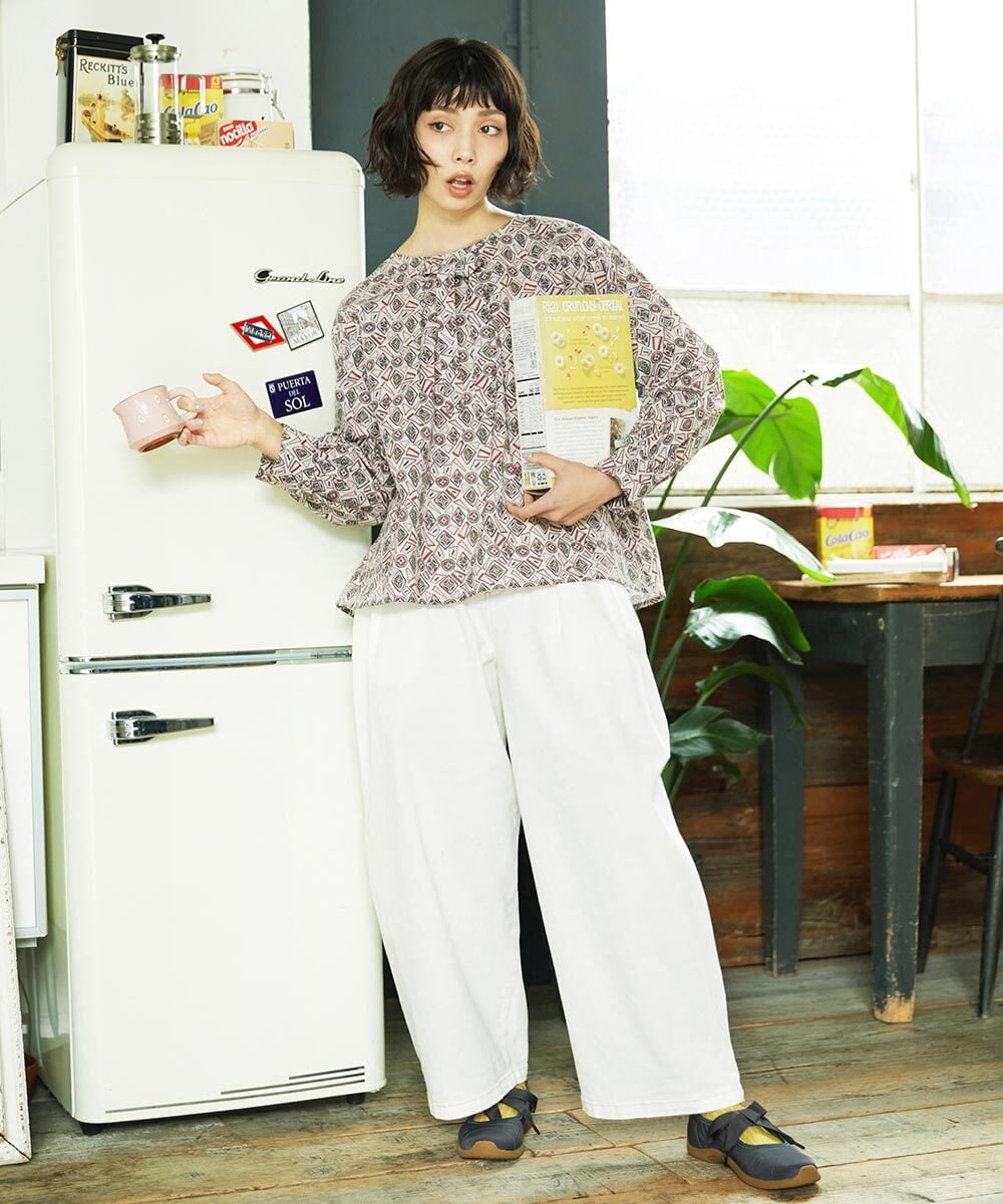 GJBDD32200 Jocomomola(ホコモモラ) Hidalgo 幾何調プリントブラウス アイボリー