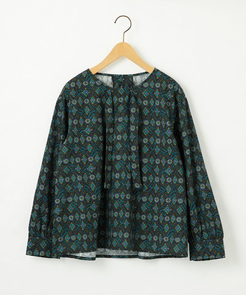 GJBDD32200 Jocomomola(ホコモモラ) Hidalgo 幾何調プリントブラウス ブラック