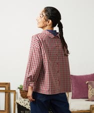 GJBDD33180 Jocomomola(ホコモモラ) 【先行予約】2WAY ギンガムチェック オーバーブラウス レッド