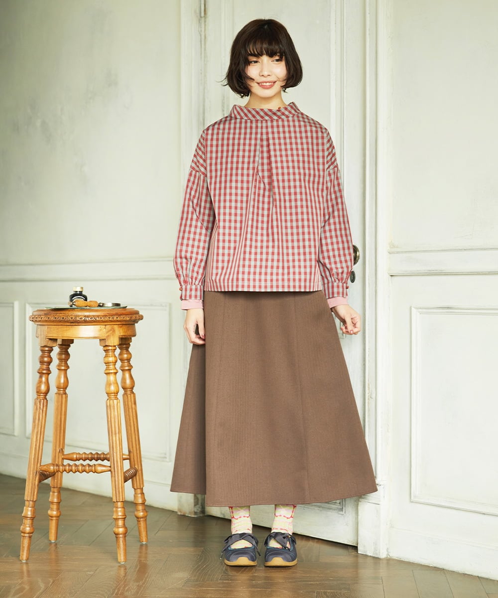 GJBDD33180 Jocomomola(ホコモモラ) 【2WAY】 Sillin ギンガムチェック オーバーブラウス レッド